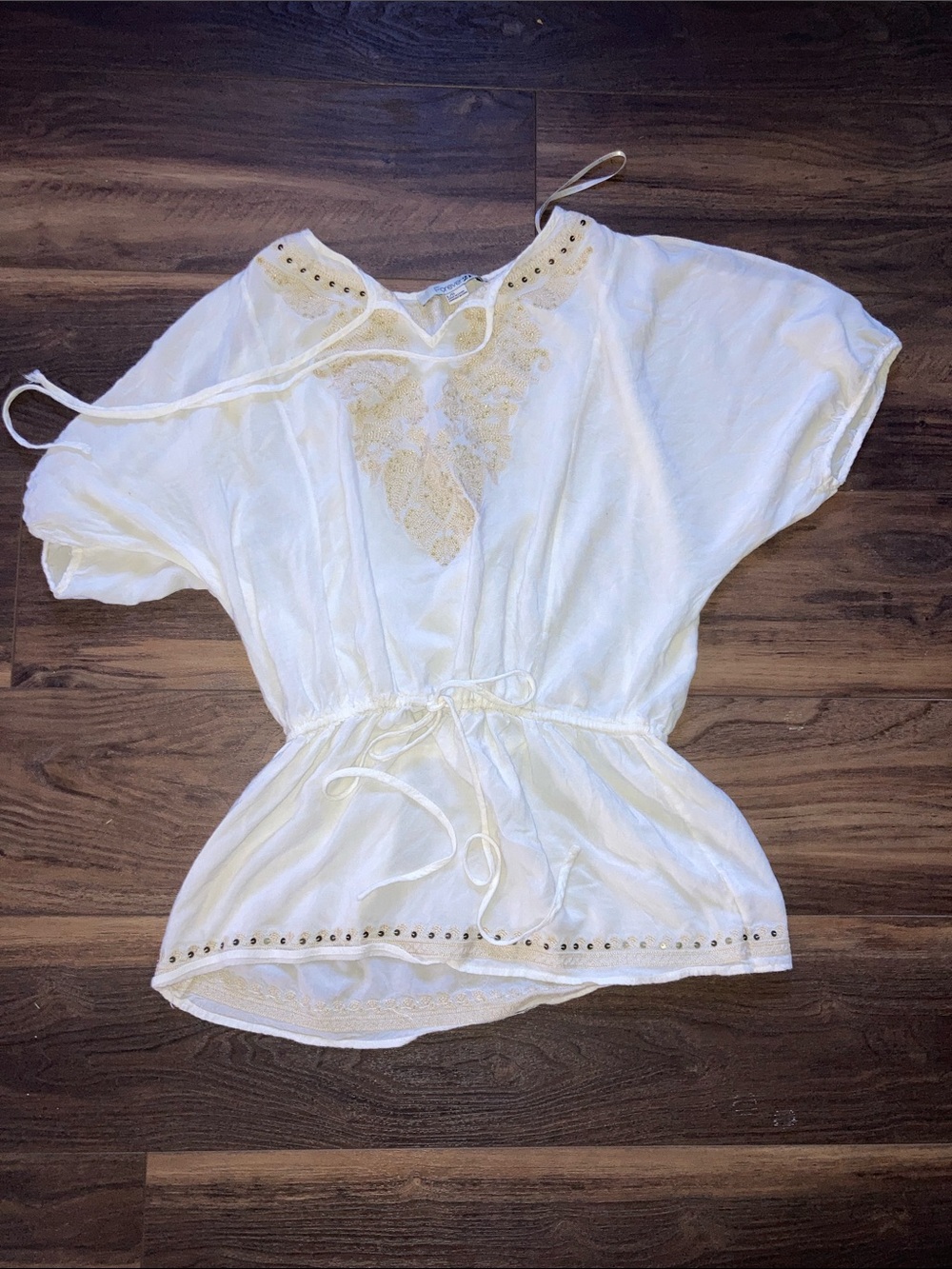 Forever 21 White Lace-Trim Drawstring Tunic